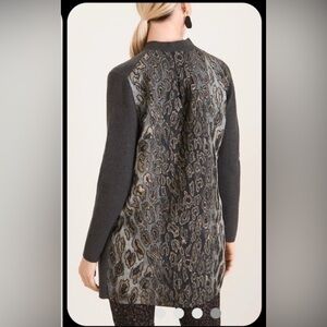 Chico’s Cardigan Sweater Jacket Animal Woven Back Pattern Chico’s Size Large